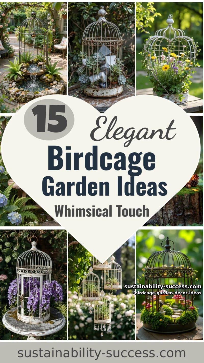 15 Elegant Birdcage Garden Ideas for a Whimsical Touch 42 Birdcage Garden Decor Ideas - Collage 41