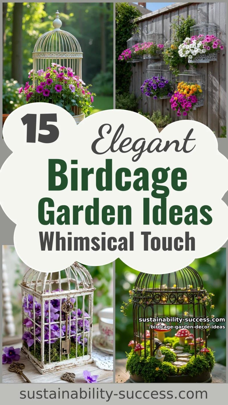 15 Elegant Birdcage Garden Ideas for a Whimsical Touch 43 Birdcage Garden Decor Ideas - Collage 42