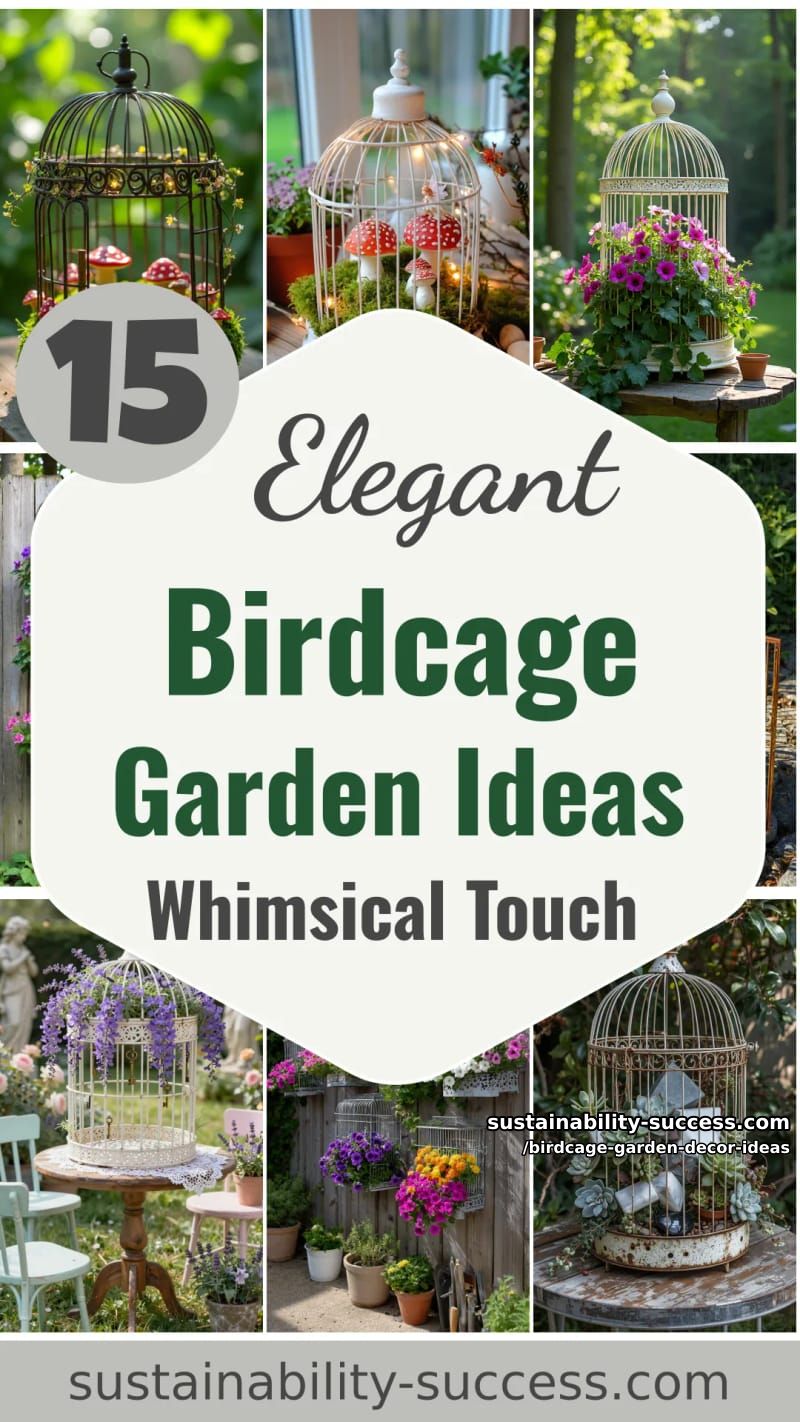 15 Elegant Birdcage Garden Ideas for a Whimsical Touch 44 Birdcage Garden Decor Ideas - Collage 43