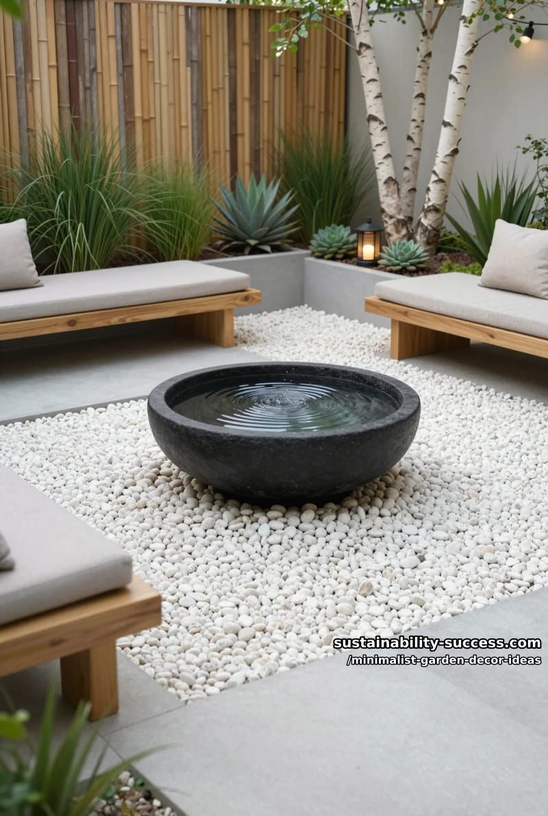 black stone water bowl surrounded by small white pebbles 1