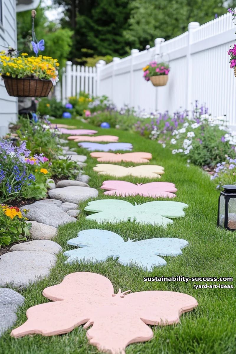 butterfly-shaped stepping stones in vibrant pastel shades 1