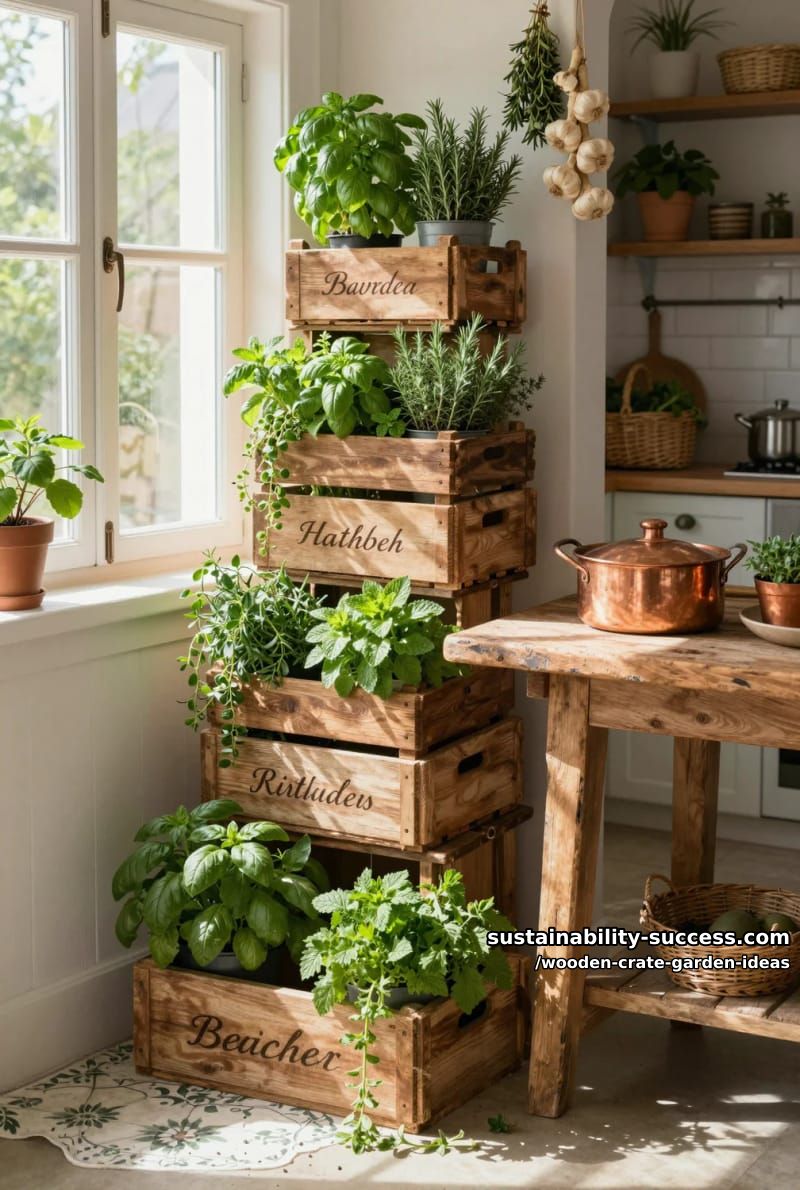 corner crate stack for aromatic kitchen herbs and easy access 1