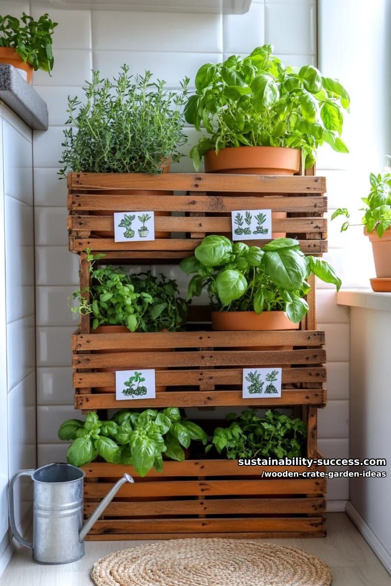 corner crate stack for aromatic kitchen herbs and easy access 1