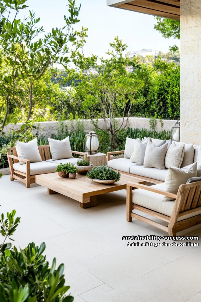 cozy minimalist lounge area with neutral cushions and pared-back greenery 1