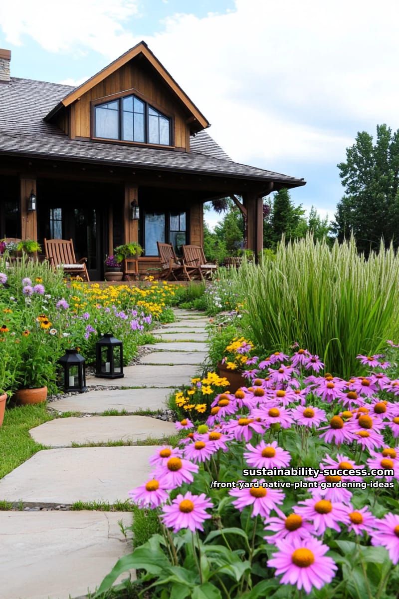 Gardening 2 front yard prairie style using tall native grasses and colorful echinacea 22
