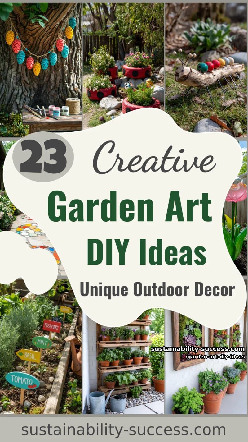 23 Creative Garden Art DIY Ideas for a Unique Outdoor Decor 63 garden art diy ideas - Collage 62