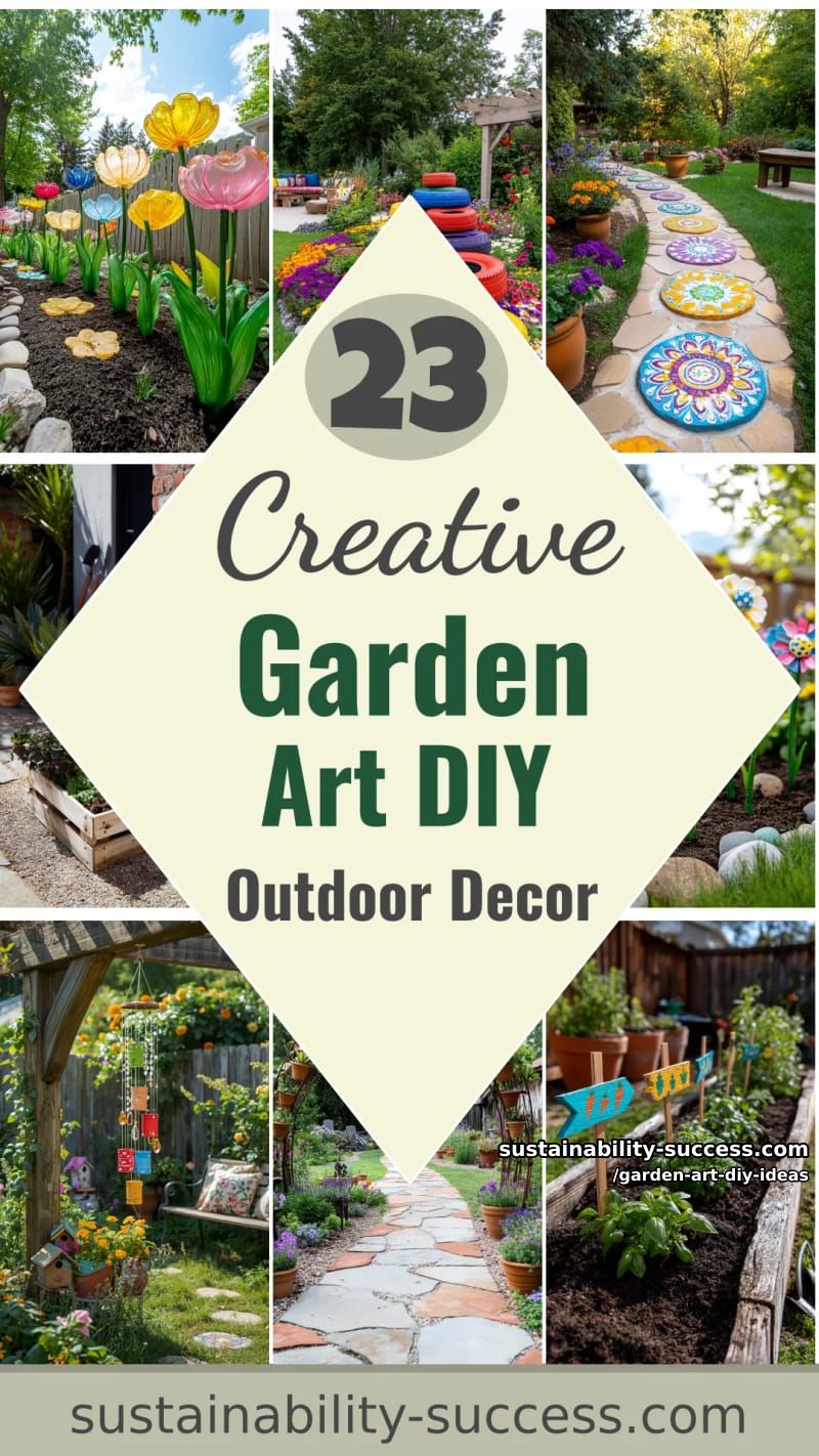 23 Creative Garden Art DIY Ideas for a Unique Outdoor Decor 74 garden art diy ideas - Collage 73