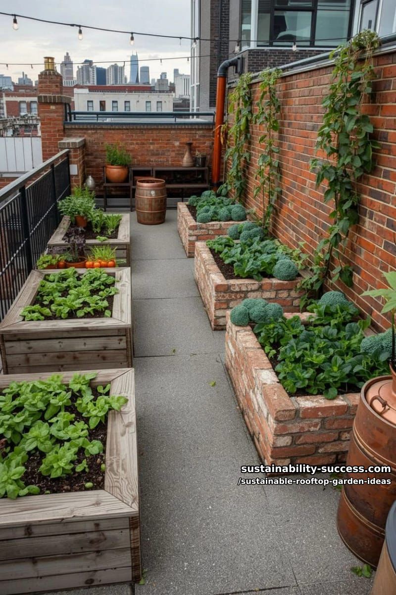 geometric urban vegetable beds using recycled timber and bricks 1