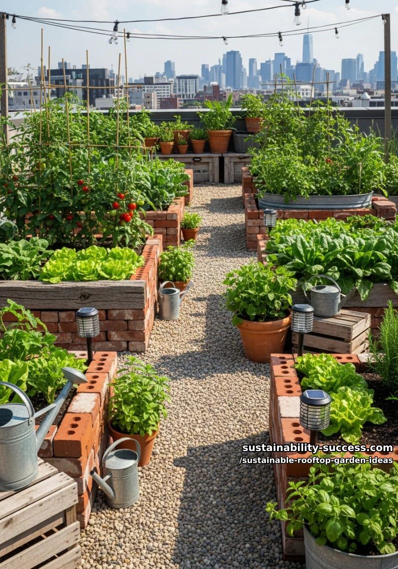 geometric urban vegetable beds using recycled timber and bricks 1