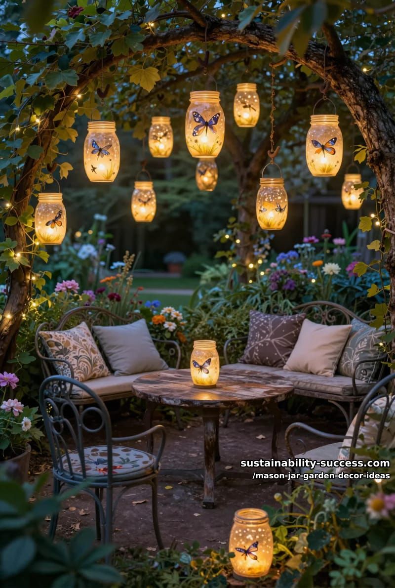 glow-in-the-dark mason jar lanterns with painted firefly patterns for whimsical evenings 1