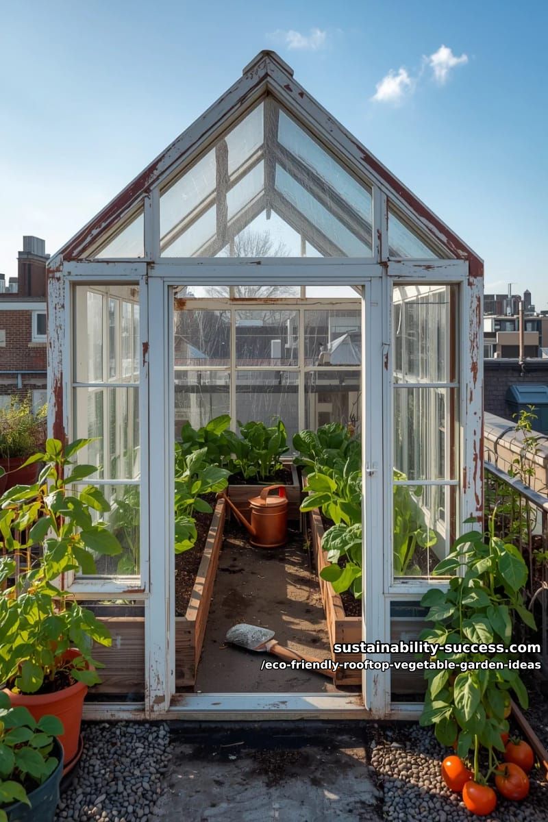 greenhouse nook framed with salvaged windows for year-round spinach 1