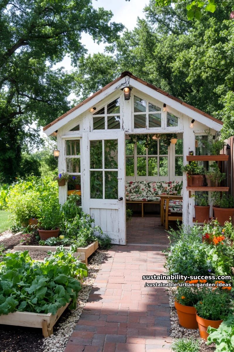 greenhouse sheds crafted from old windows and doors 1