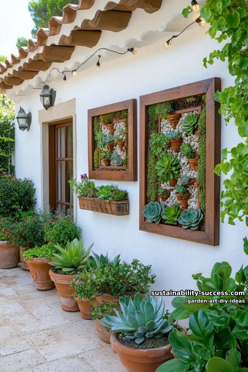 23 Creative Garden Art DIY Ideas for a Unique Outdoor Decor 56 hang framed succulent wall art on outdoor walls for living garden decor. 1