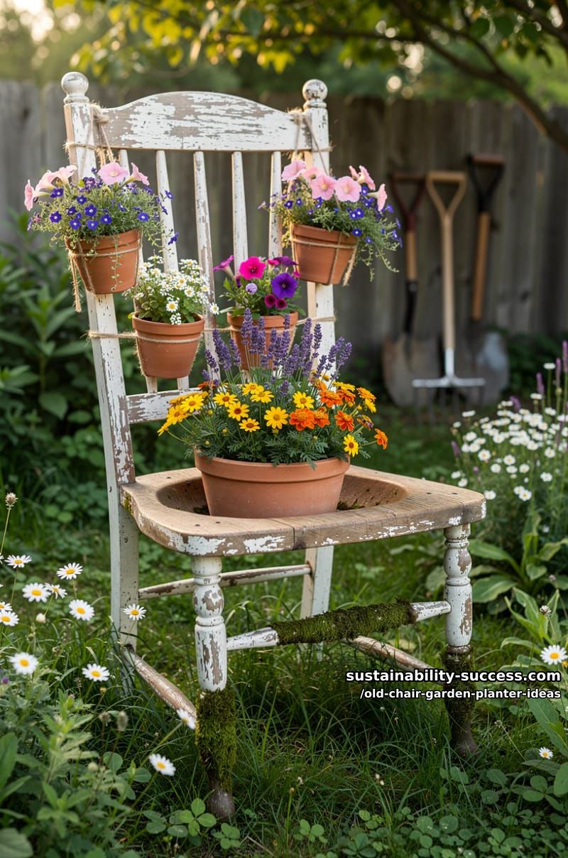 hang small terracotta pots from spindles, filling each with pollinator-friendly flowers 1