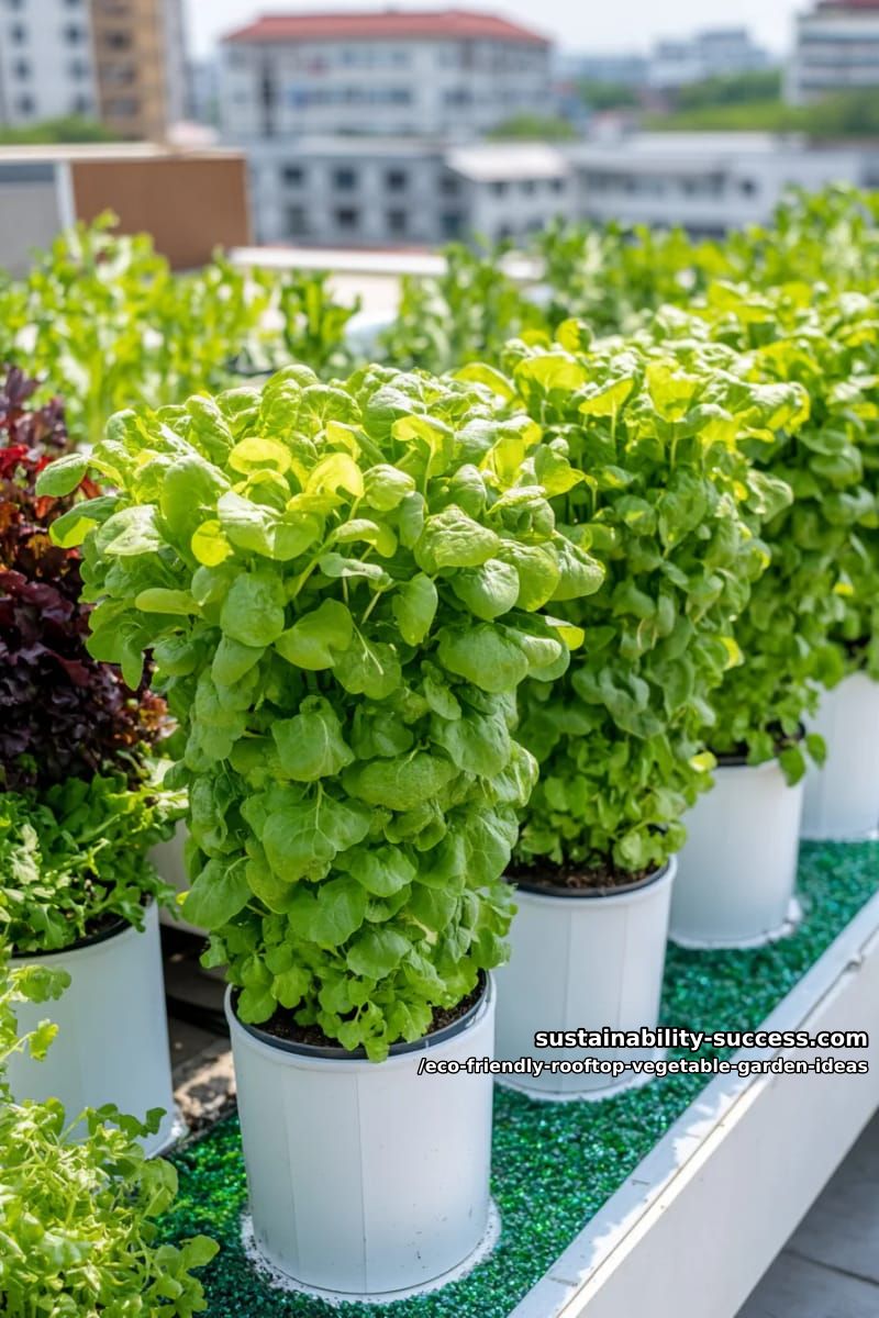 hydroponic veggie towers surrounded by recycled glass mulch 1