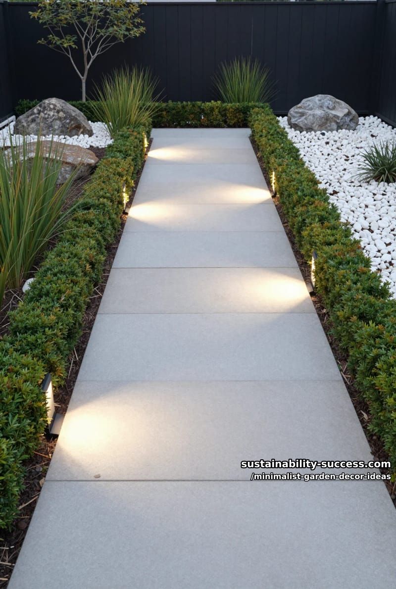 illuminated garden pathway with recessed ground lights 1