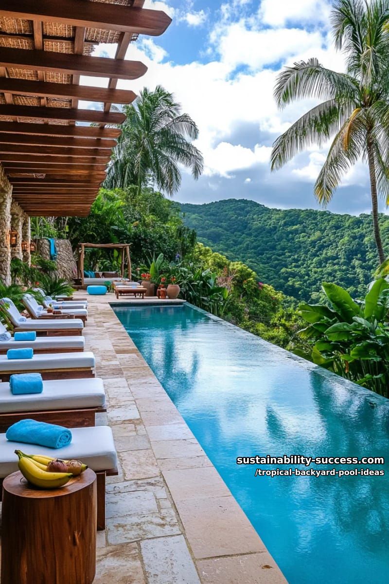 15 Tropical Backyard Pool Ideas to Elevate Your Outdoor Space 8 infinity pool blending into a vibrant tropical garden landscape 1