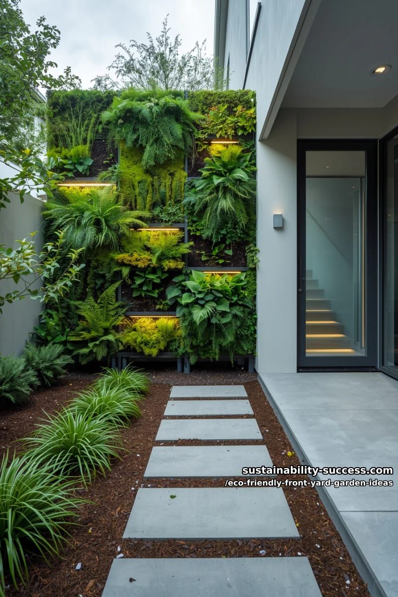 living green wall beside the entrance featuring mosses and ferns 1