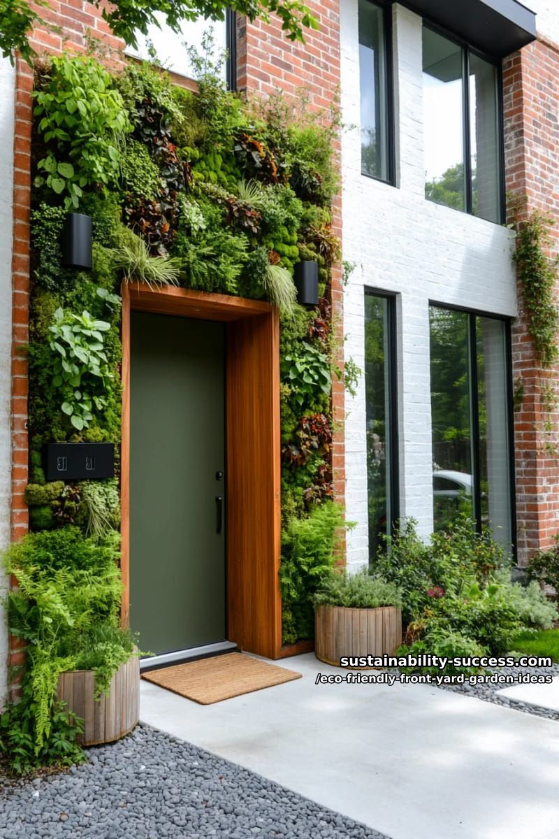 living green wall beside the entrance featuring mosses and ferns 1