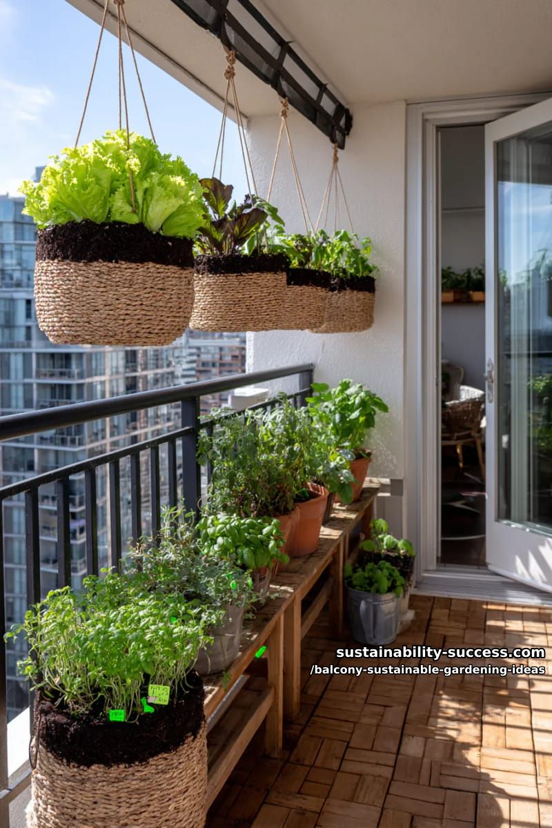 make a balcony salad bar with leafy greens in hanging baskets 1