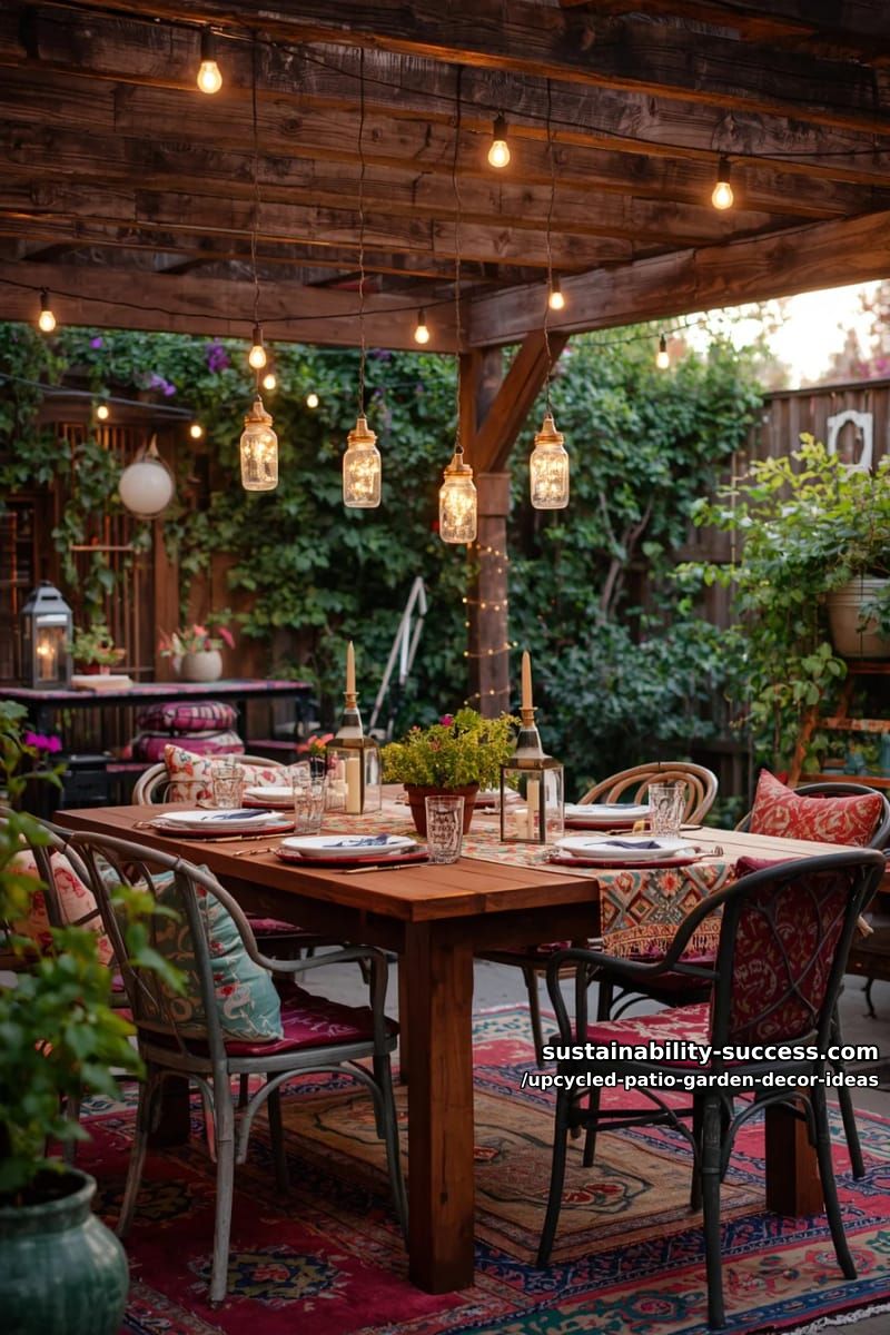 mason jar chandeliers with fairy lights for magical evening ambiance 1
