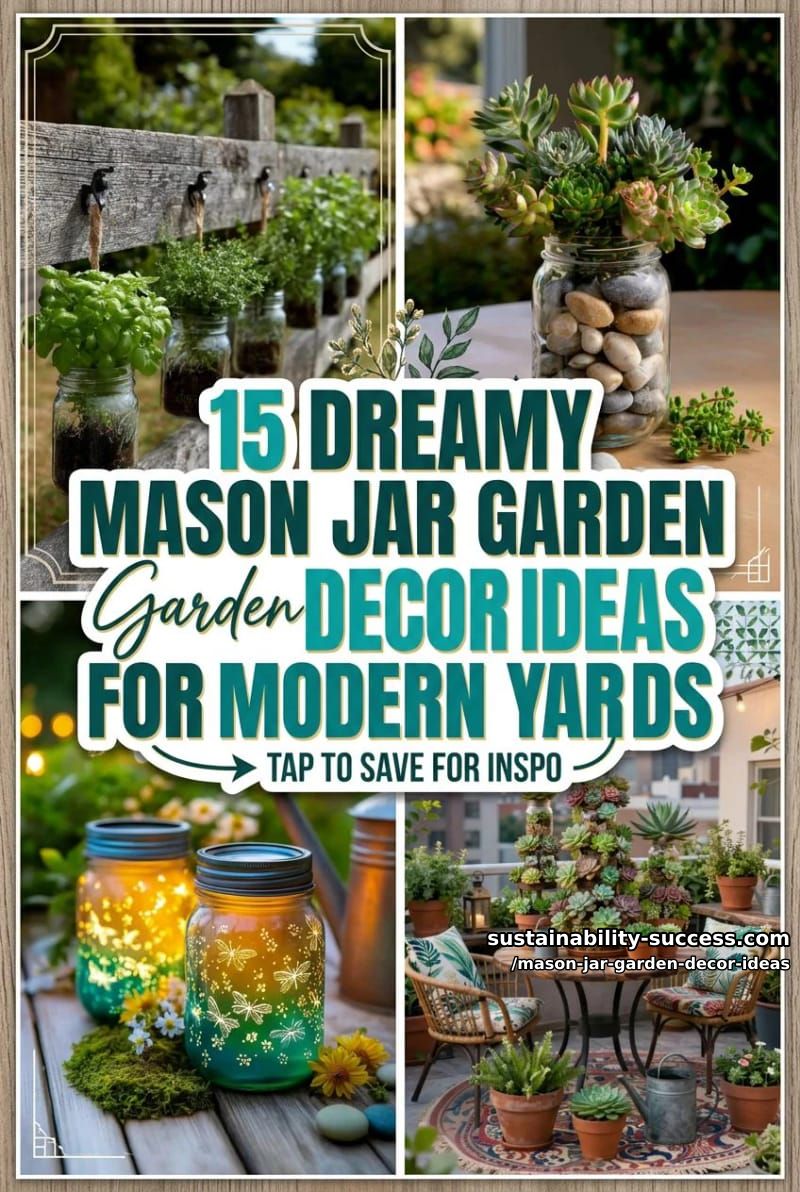 15 Dreamy Mason Jar Garden Decor Ideas for Modern Yards 42 Mason Jar Garden Decor Ideas - Collage 41