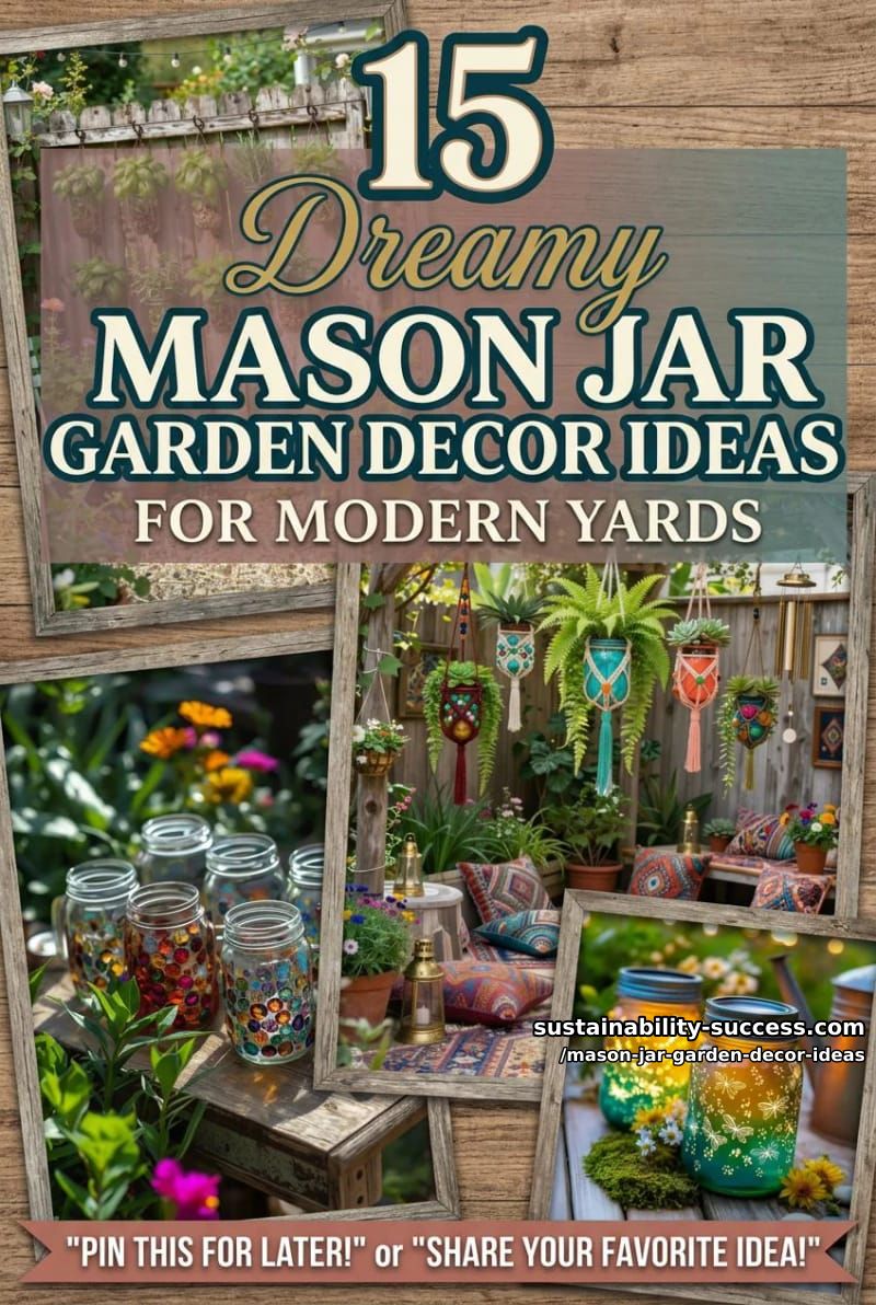 15 Dreamy Mason Jar Garden Decor Ideas for Modern Yards 44 Mason Jar Garden Decor Ideas - Collage 43