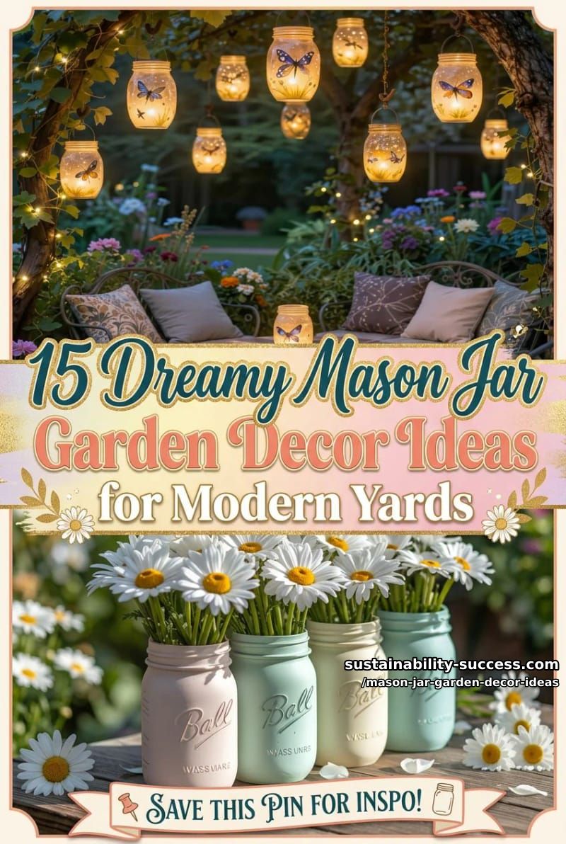 15 Dreamy Mason Jar Garden Decor Ideas for Modern Yards 46 Mason Jar Garden Decor Ideas - Collage 45