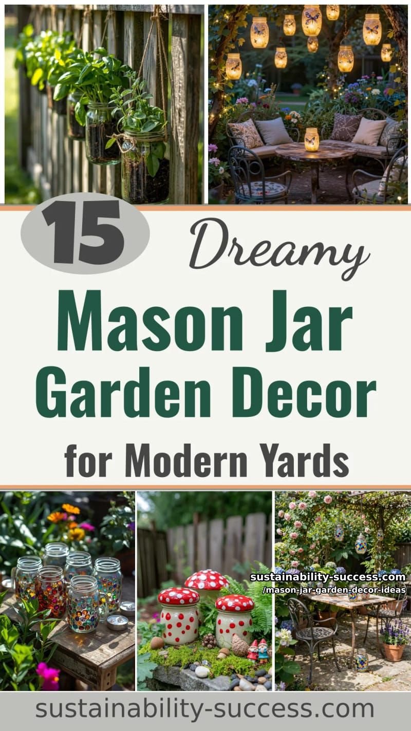 15 Dreamy Mason Jar Garden Decor Ideas for Modern Yards 47 Mason Jar Garden Decor Ideas - Collage 46