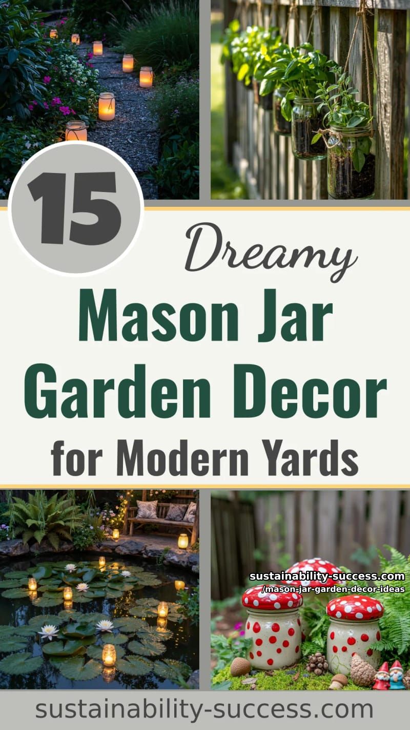 15 Dreamy Mason Jar Garden Decor Ideas for Modern Yards 50 Mason Jar Garden Decor Ideas - Collage 49