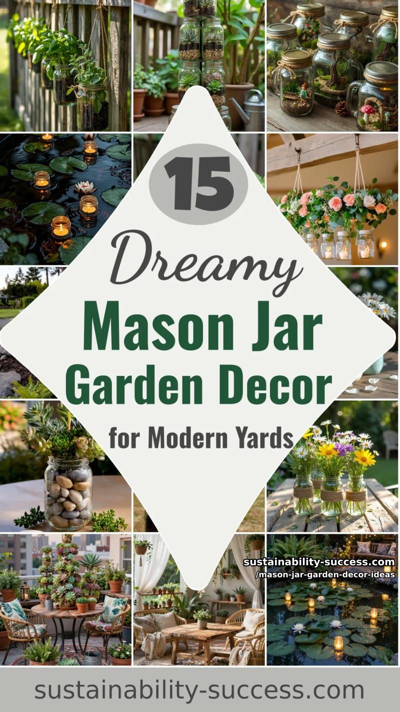 15 Dreamy Mason Jar Garden Decor Ideas for Modern Yards 55 Mason Jar Garden Decor Ideas - Collage 54