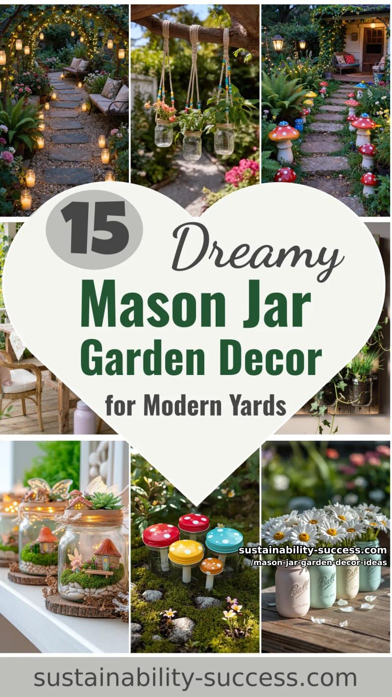 15 Dreamy Mason Jar Garden Decor Ideas for Modern Yards 56 Mason Jar Garden Decor Ideas - Collage 55
