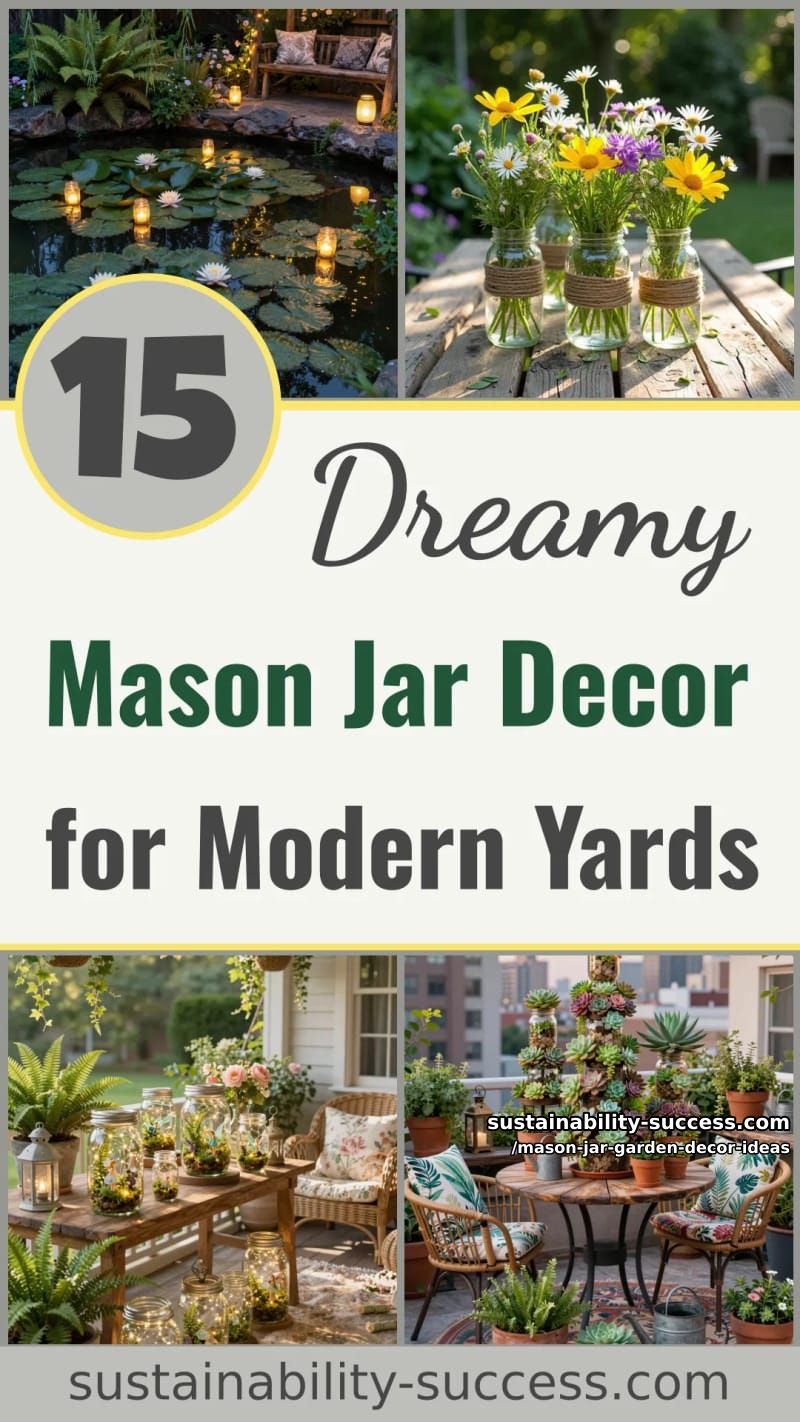 15 Dreamy Mason Jar Garden Decor Ideas for Modern Yards 58 Mason Jar Garden Decor Ideas - Collage 57