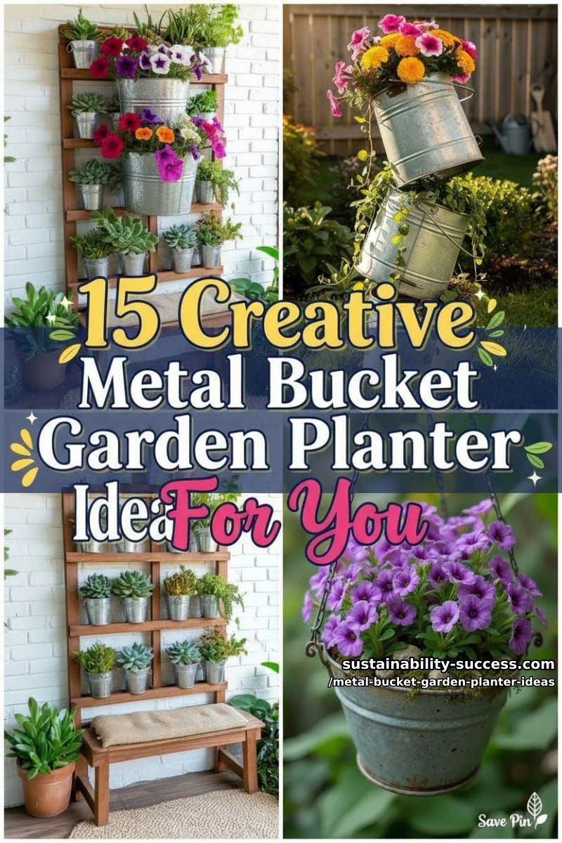 15 Creative Metal Bucket Garden Planter Ideas For Your Outdoor Space 35 Metal Bucket Garden Planter Ideas - Collage 34