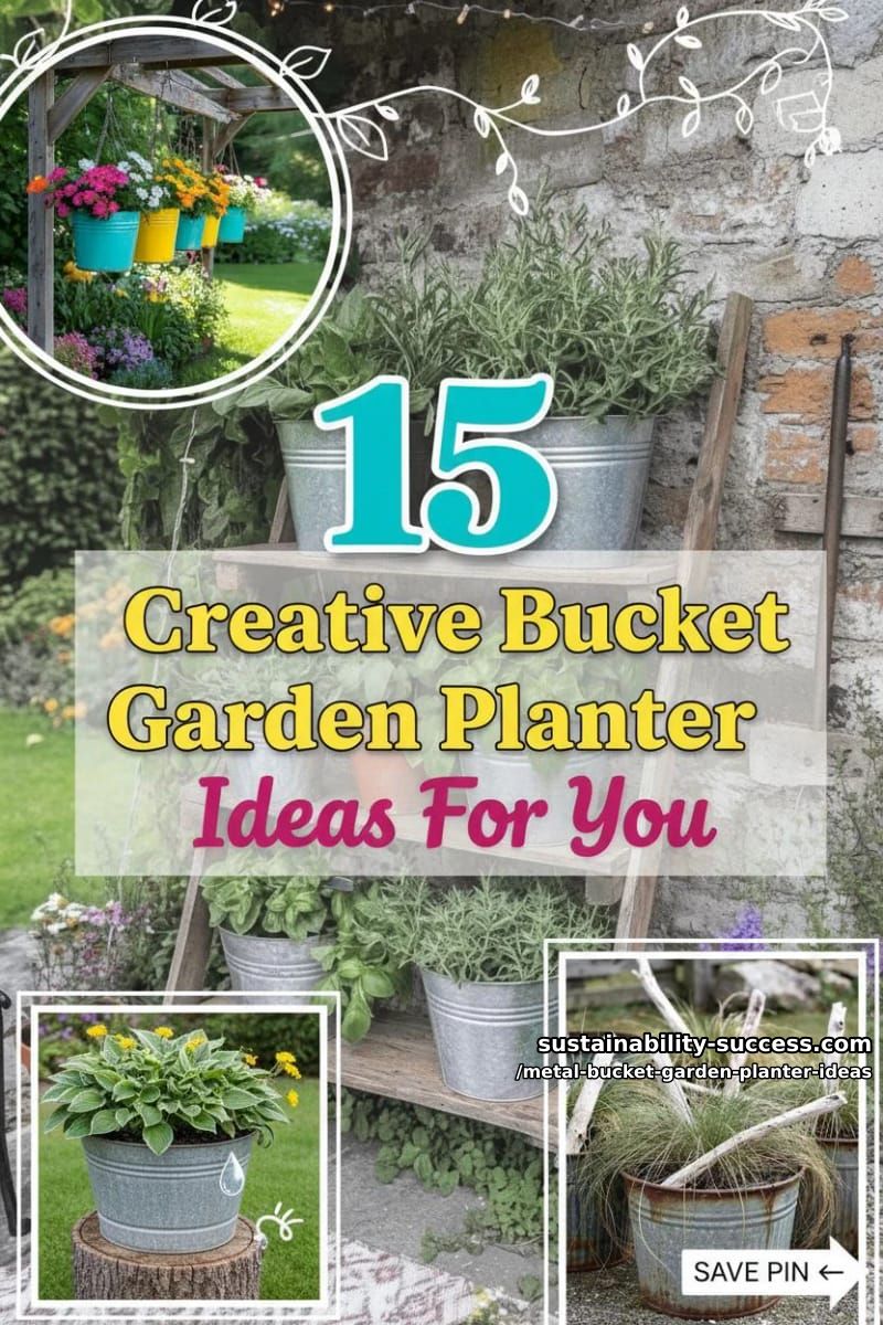 15 Creative Metal Bucket Garden Planter Ideas For Your Outdoor Space 36 Metal Bucket Garden Planter Ideas - Collage 35