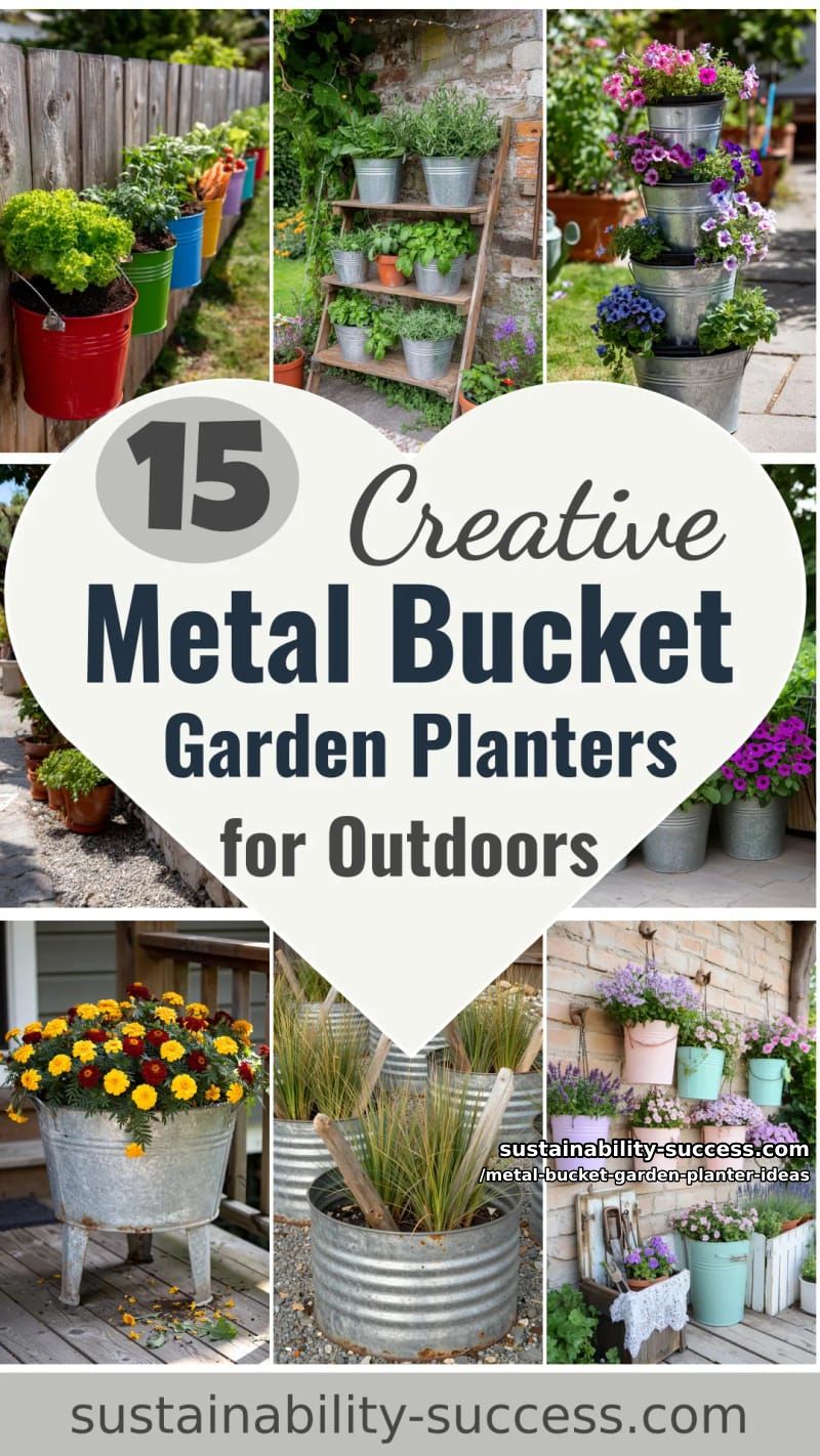 15 Creative Metal Bucket Garden Planter Ideas For Your Outdoor Space 41 Metal Bucket Garden Planter Ideas - Collage 40