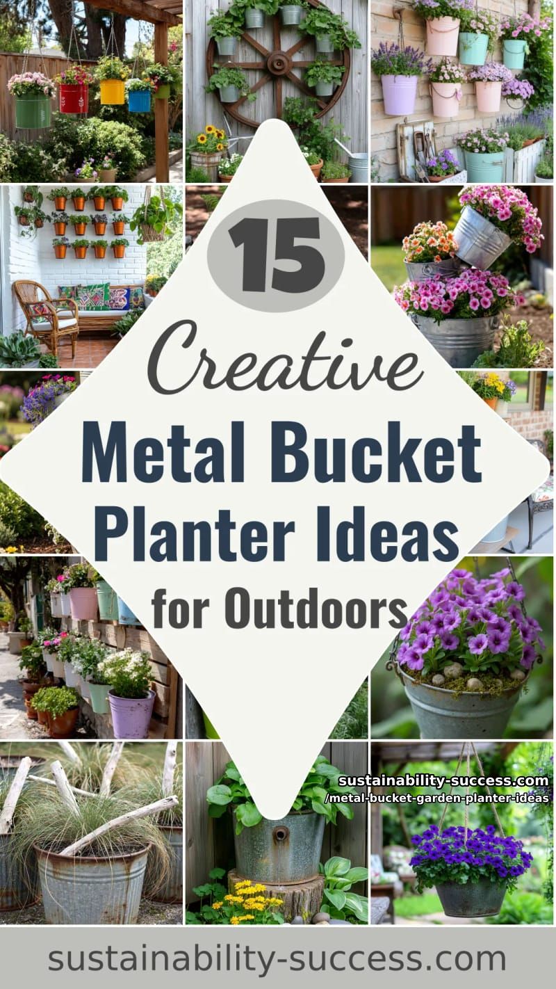 15 Creative Metal Bucket Garden Planter Ideas For Your Outdoor Space 42 Metal Bucket Garden Planter Ideas - Collage 41