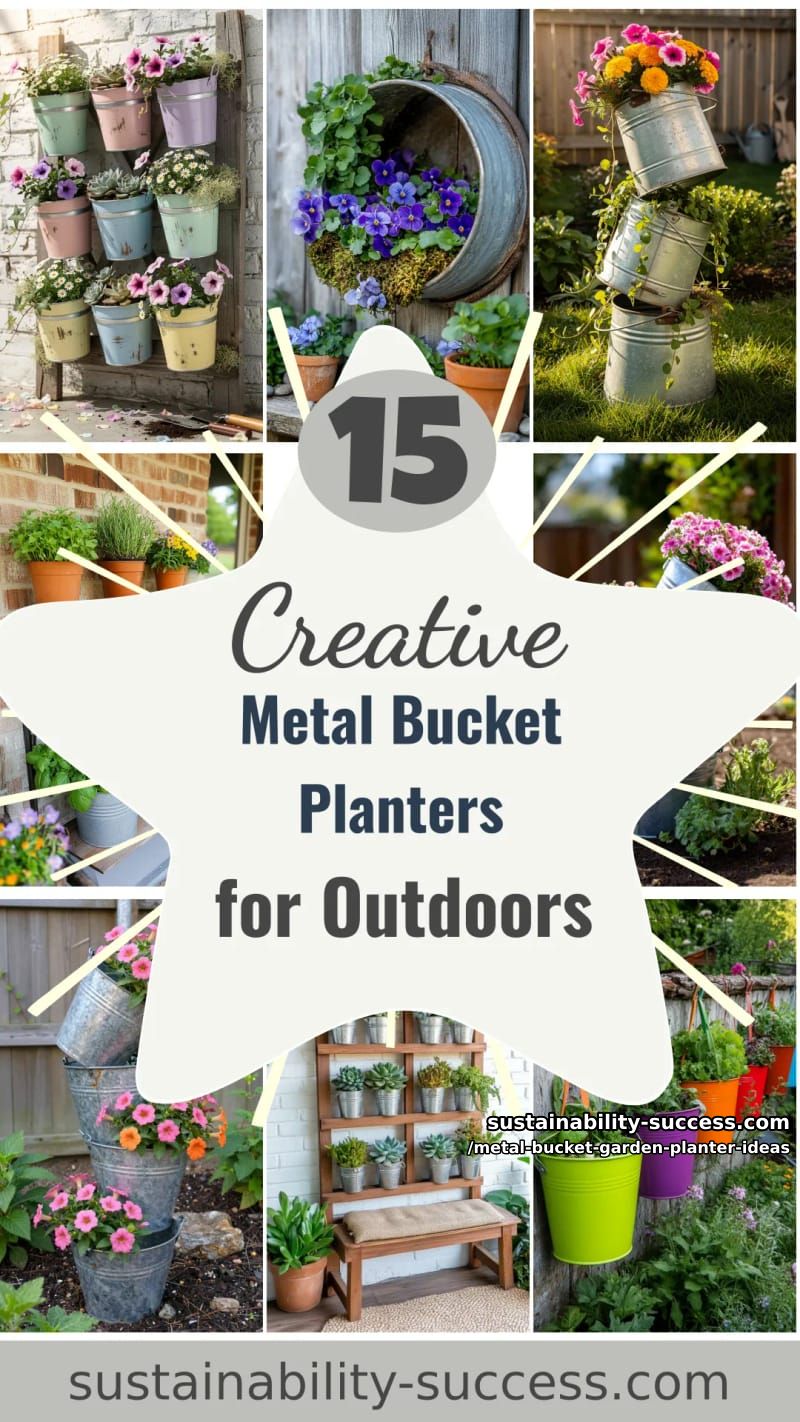 15 Creative Metal Bucket Garden Planter Ideas For Your Outdoor Space 43 Metal Bucket Garden Planter Ideas - Collage 42