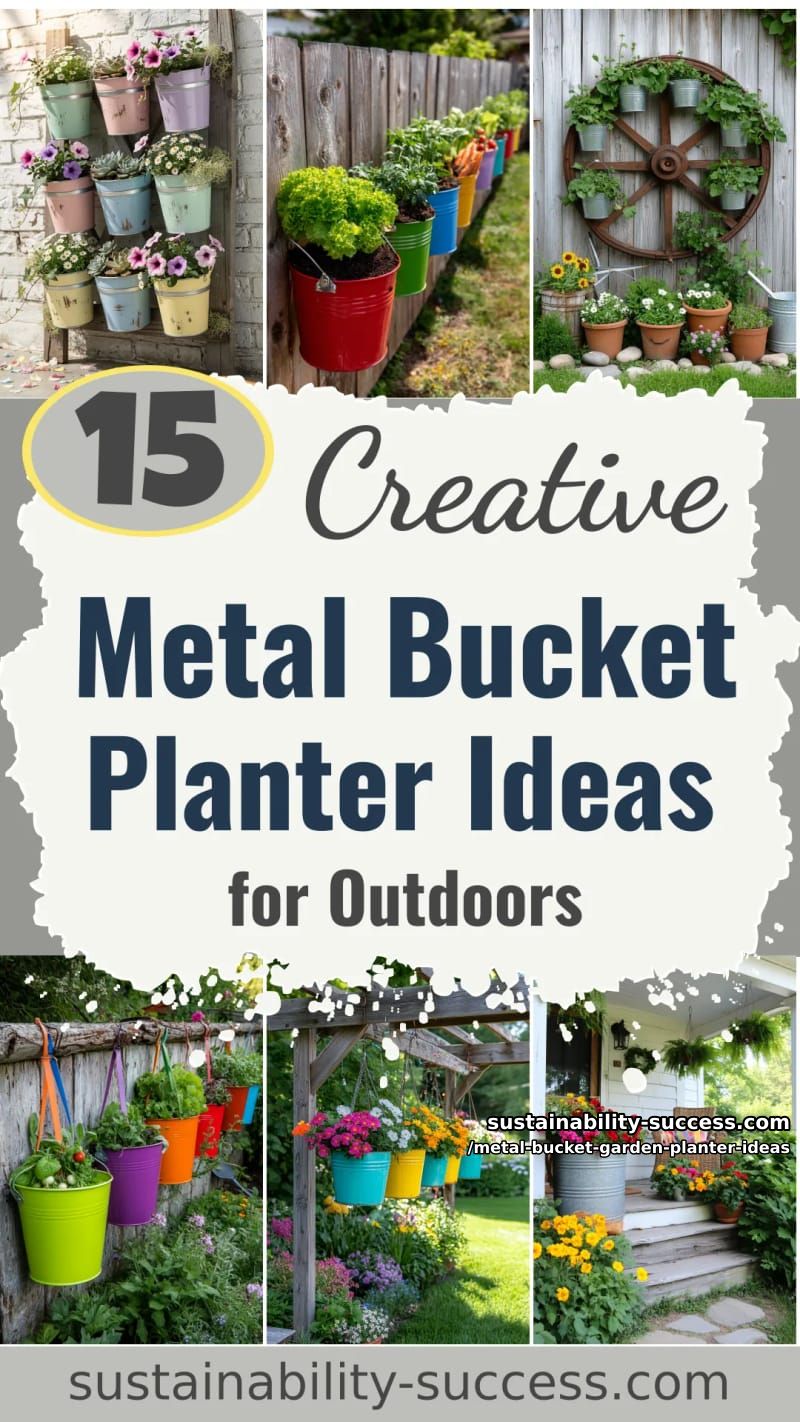 15 Creative Metal Bucket Garden Planter Ideas For Your Outdoor Space 45 Metal Bucket Garden Planter Ideas - Collage 44