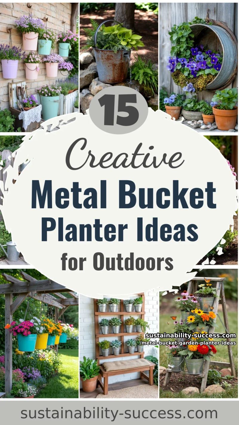 15 Creative Metal Bucket Garden Planter Ideas For Your Outdoor Space 46 Metal Bucket Garden Planter Ideas - Collage 45