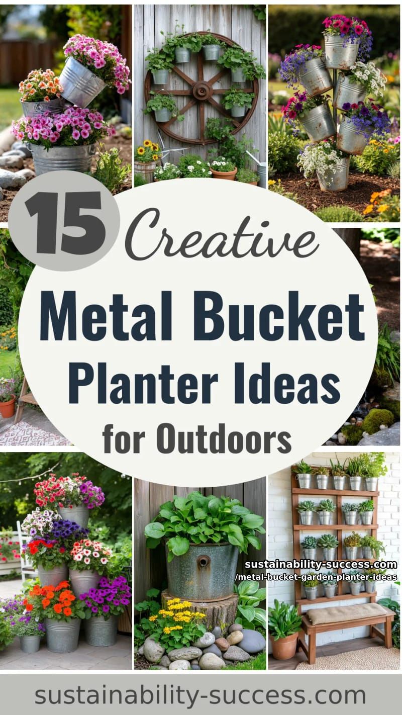 15 Creative Metal Bucket Garden Planter Ideas For Your Outdoor Space 47 Metal Bucket Garden Planter Ideas - Collage 46
