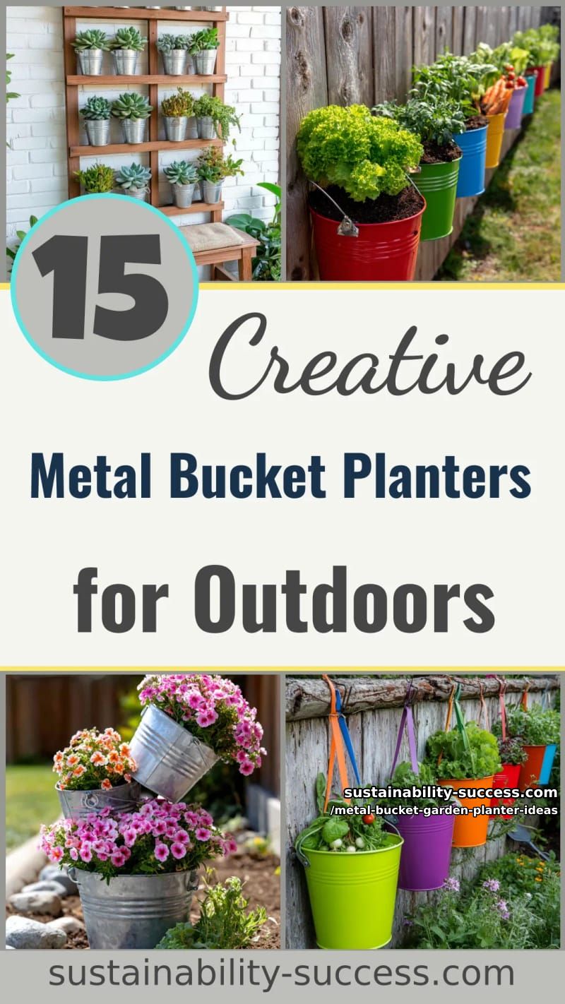 15 Creative Metal Bucket Garden Planter Ideas For Your Outdoor Space 48 Metal Bucket Garden Planter Ideas - Collage 47
