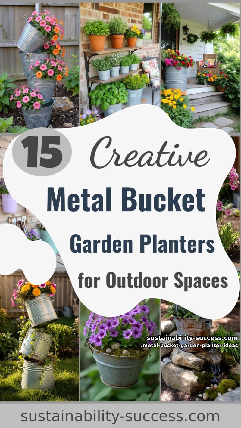 15 Creative Metal Bucket Garden Planter Ideas For Your Outdoor Space 49 Metal Bucket Garden Planter Ideas - Collage 48