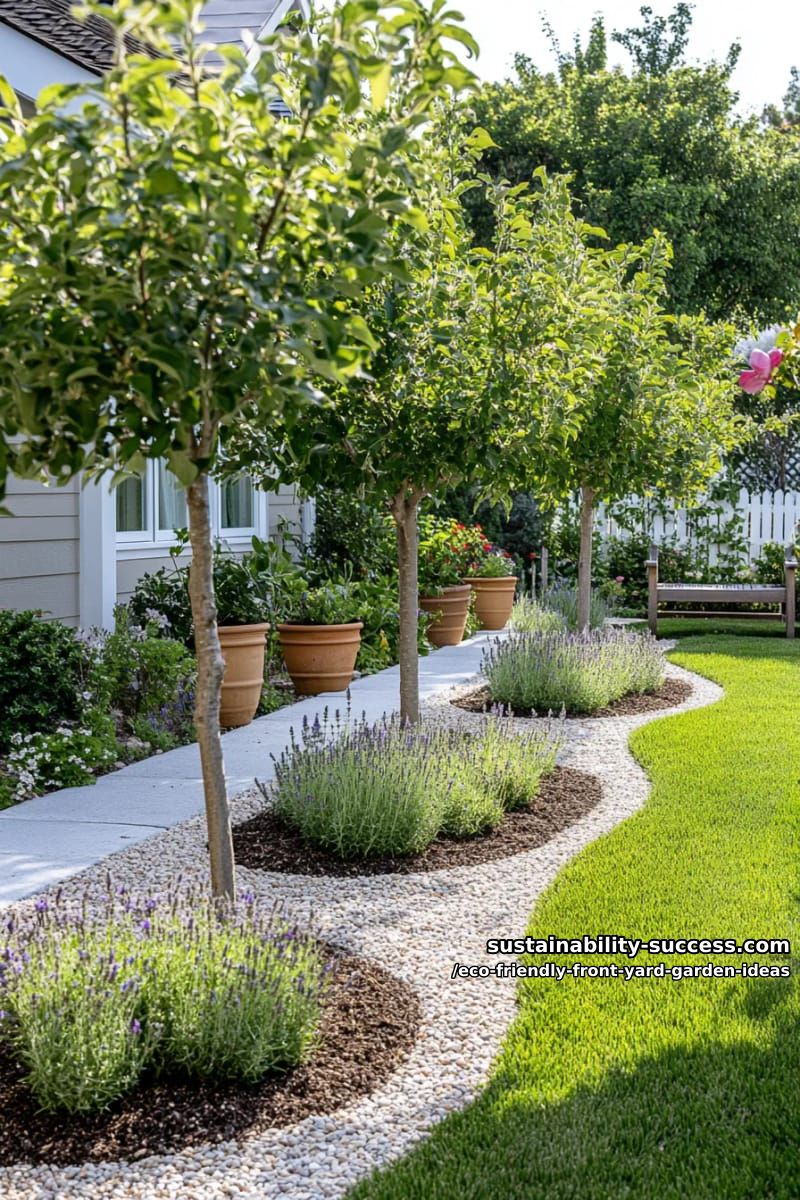 mini orchard of fruit trees paired with aromatic herb underplantings 1