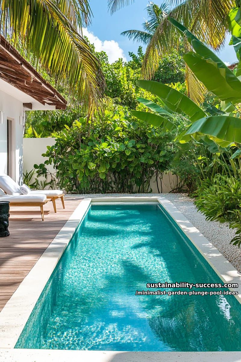 minimalist plunge pool nestled in lush tropical banana leaves 1
