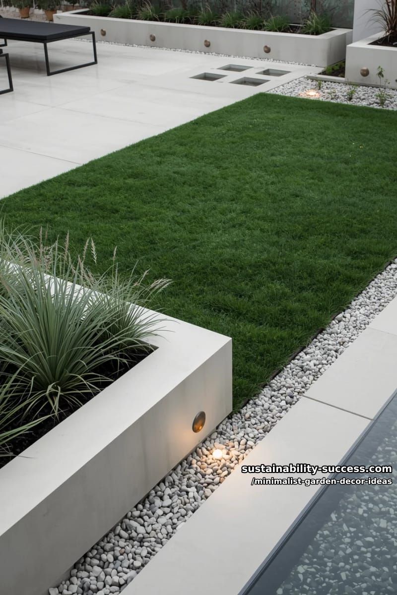 modern geometric lawn sections with crisp gravel edging 1
