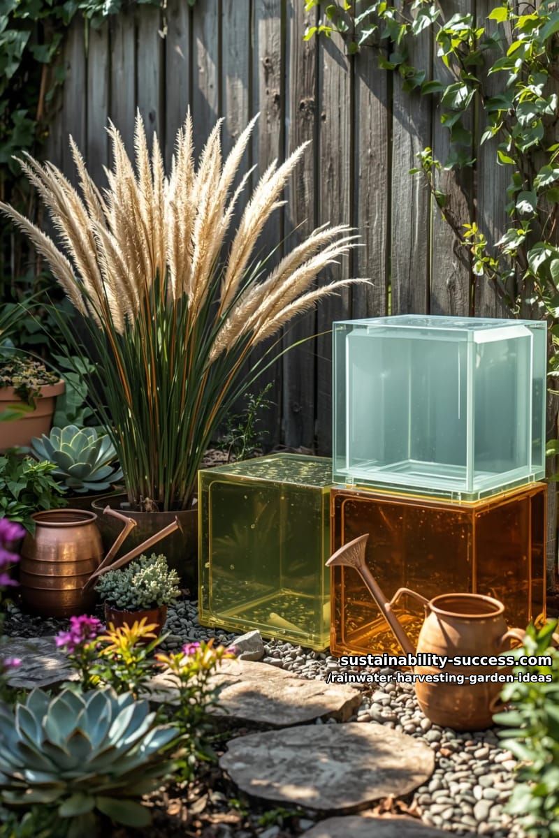 modular rainwater cubes forming a colorful garden seating bench 1