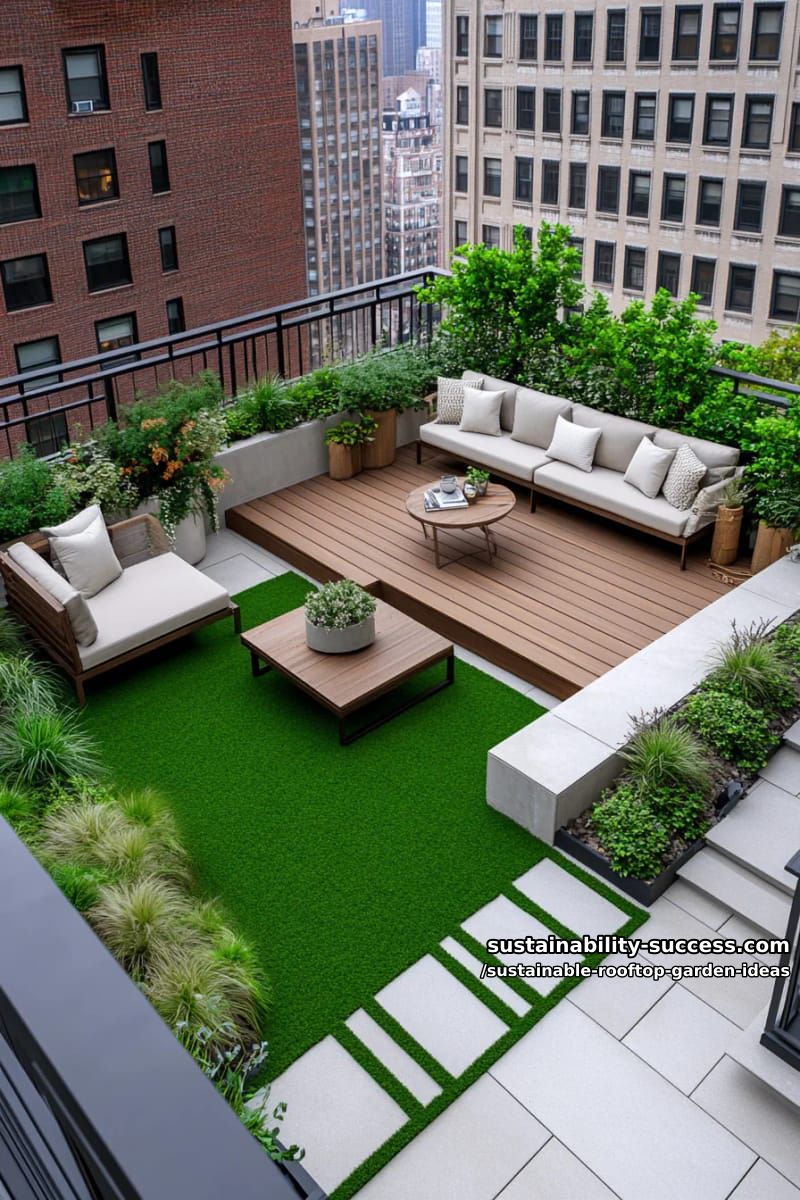 multi-level rooftop oasis with lush grass walkways and cozy seating 1
