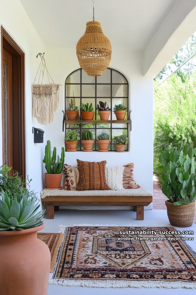 multi-pane frame with mini potted cacti for a desert-inspired look 1