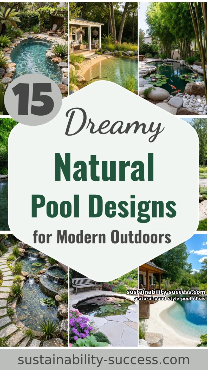 15 Dreamy Natural Pool Designs for Modern Outdoor Spaces 39 Natural Pond Style Pool Ideas - Collage 38